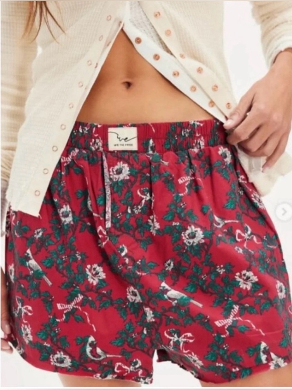 Free People We The Free Day To Day Print Lounge Boxer Shorts - Medium NWT